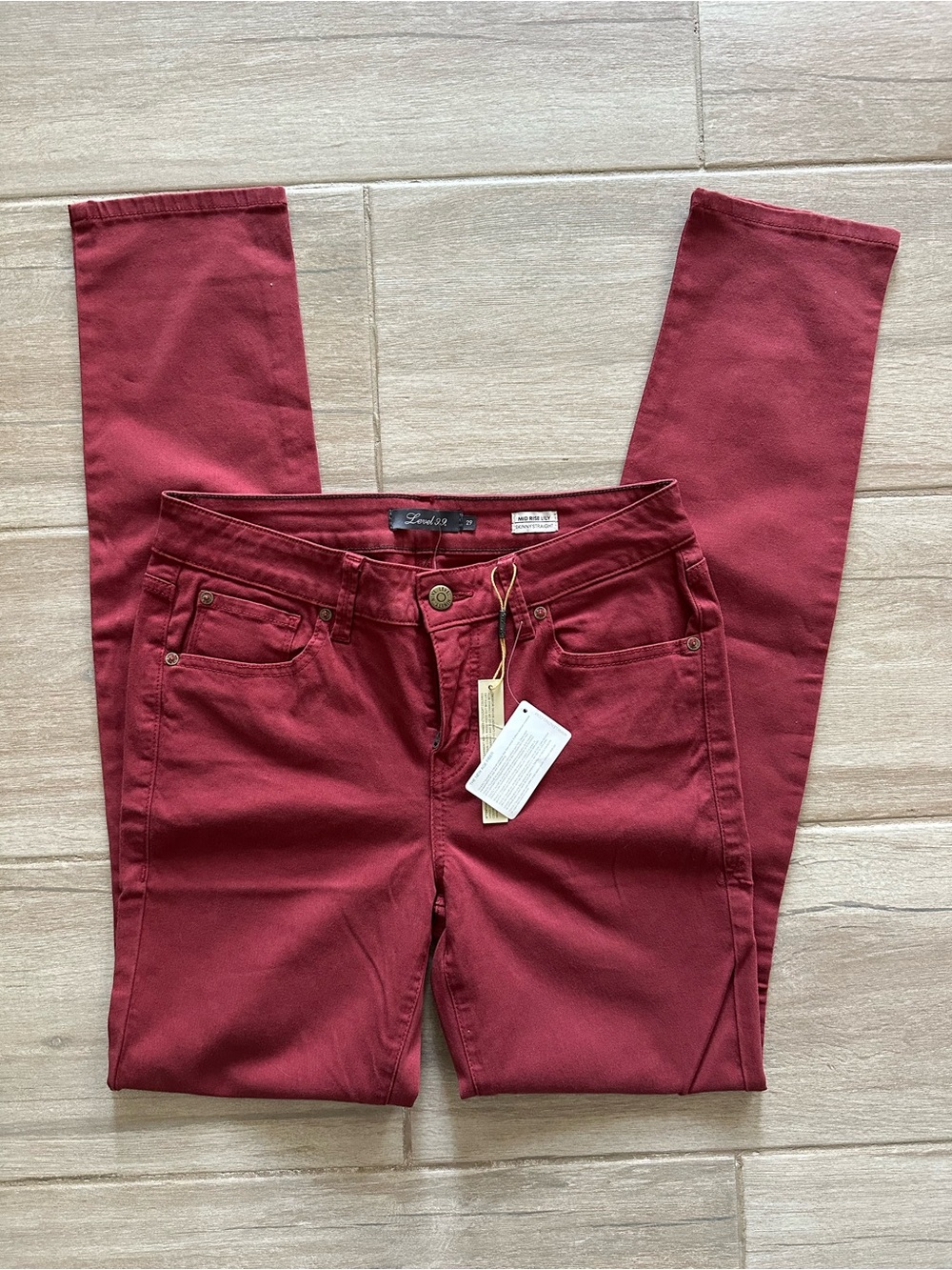 Level 99 Skinny Jeans in Deep Burgundy